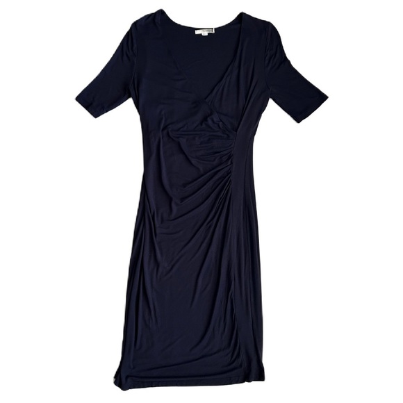 Boden Dresses & Skirts - Boden Dress Women's Navy Blue Wrap Style V-Neck ½ Sleeve 10R
